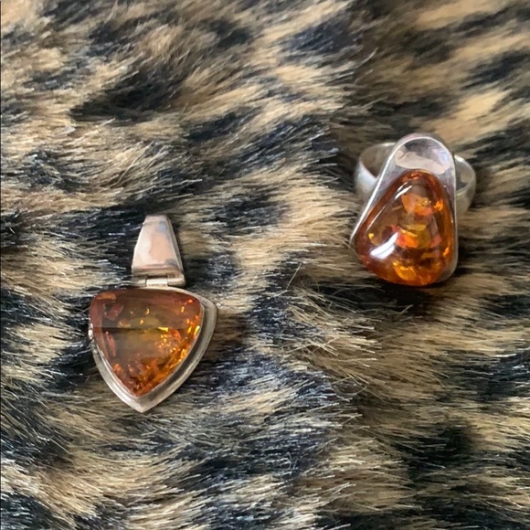 Jewelry - Amber set ring and slide